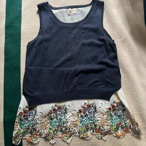 Anthropologie Lace Crochet Hem Tank Top